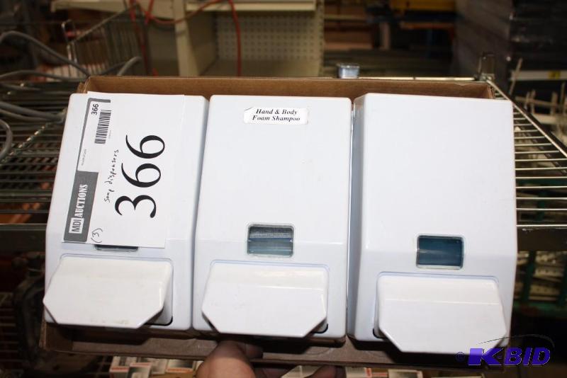 Lot of (3) Commercial Soap Dispensers White Push Dispenser.