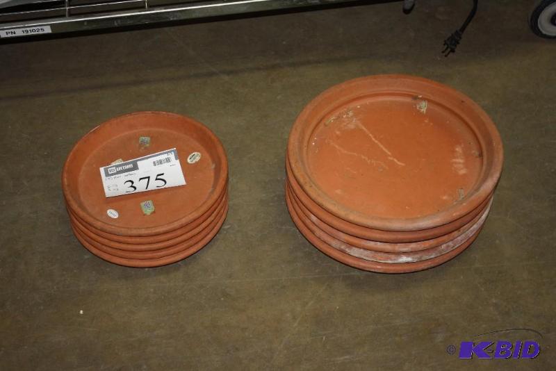 Lot of (10) Plant Bottoms Terra Cotta Brown Color 11.5 (5) 14.5 (5).
