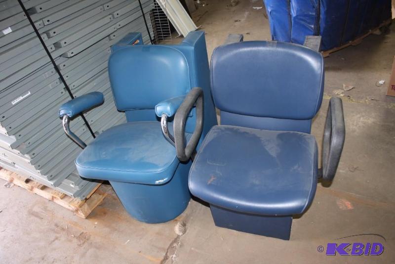Lot of (2) Collins Blue Salon Chairs 30 x 24 x 33, 26 x 32 x 33.