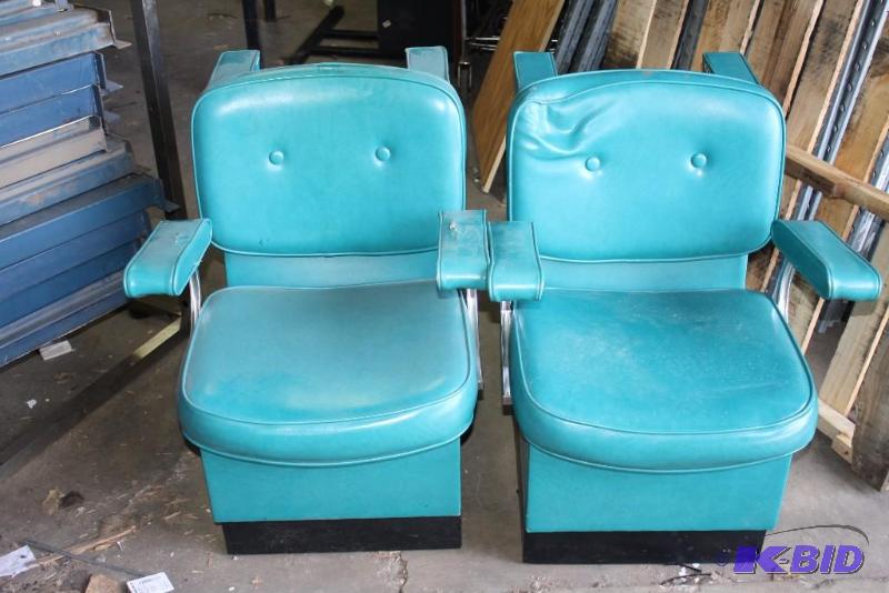 Lot of (2) Teal Blue Salon Chairs 30 x 24 x 33.