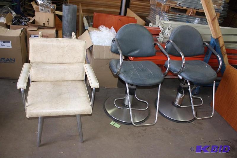 Lot of (3) Including Salon Chairs, 35 x 24 x 38 White Chair, 25 x 30 x 33.