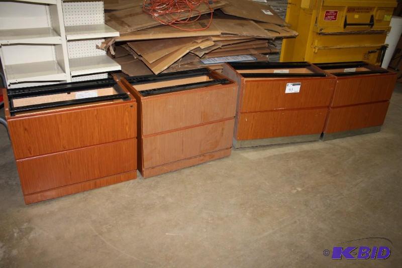 Lot of (4) Knoll 2 Drawer Filing Cabinet Wood-Style Finish 36 x 19 x 27.
