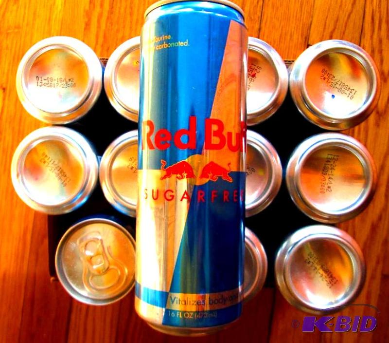 lot 179 image: 12 cans of Red Bull energy drink sell by date...