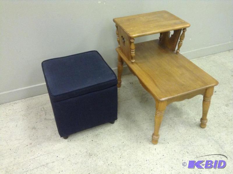 Vintage End Table & Ottoman