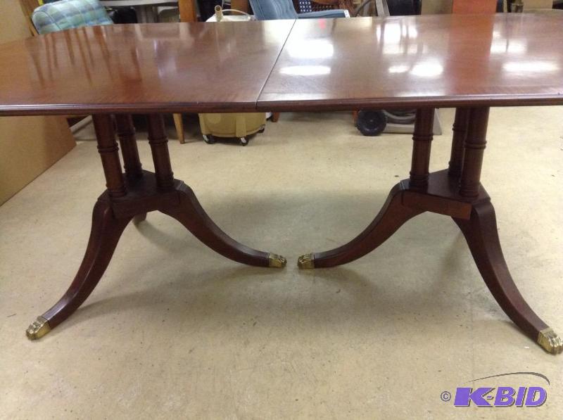 lot 22 image: Dining Table & 4 Wood Upholstered Chairs