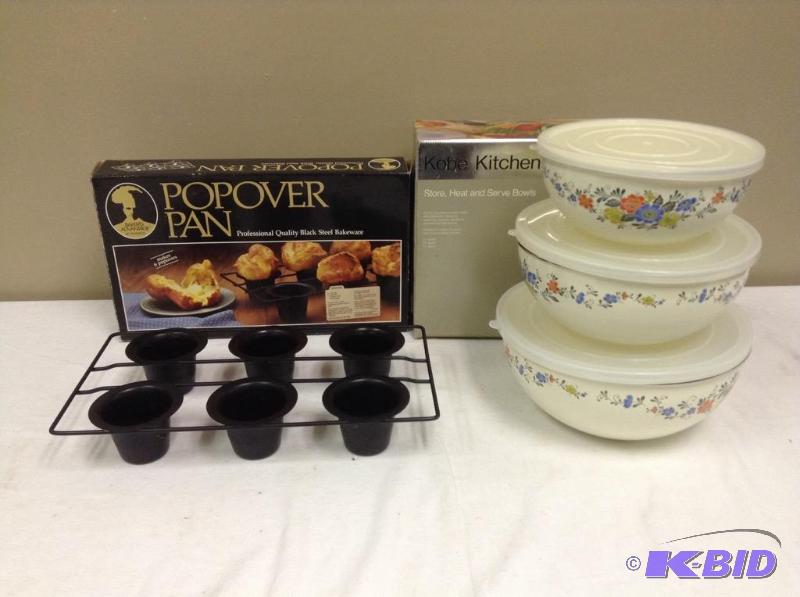 Metal Mixing Bowls & Popover Pan
