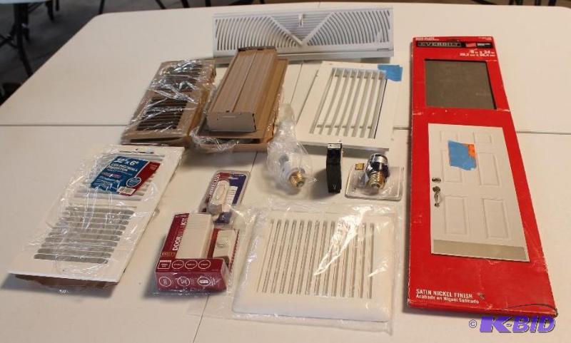 12 item lot Misc Registar Covers and Satin Nickel Finish door kick plate. Plus More