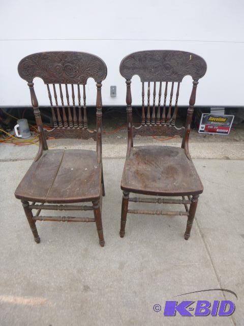 lot 147 image: 2 Vintage Chairs I needs the seat repaired....