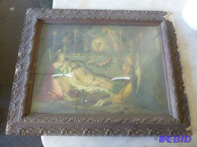 lot 33 image: Vintage Framed Picture Has some damage - 25 1...