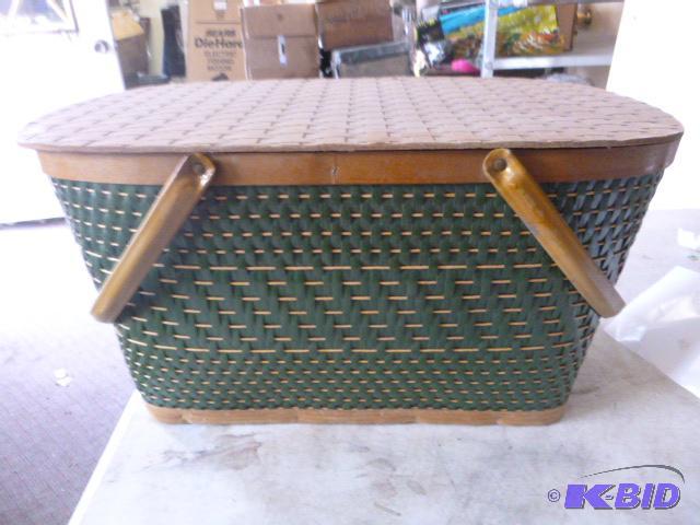 lot 97 image: Woven Picnic Basket...