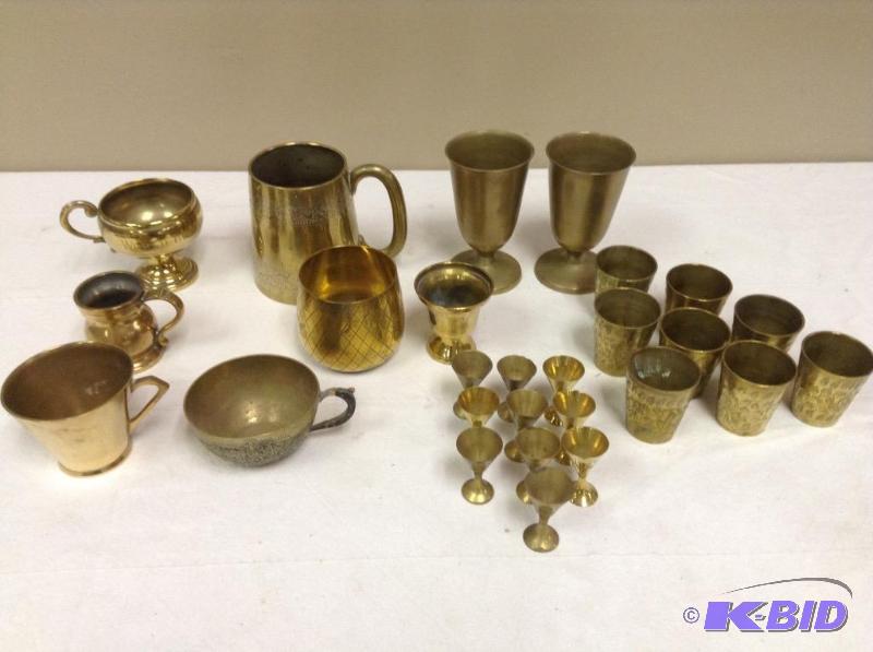 lot 112 image: Collection of Brass Cups & Mugs