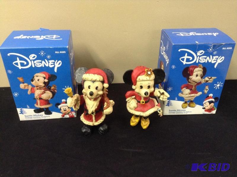 lot 113 image: Walt Disney Santa Mickey & Minnie Mouse 9 Sculptures