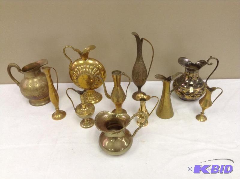 lot 129 image: Collection of Brass Pitchers