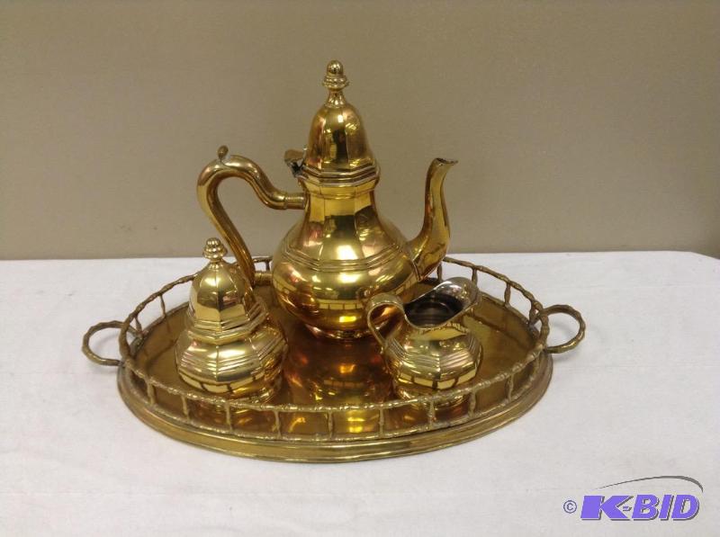 lot 131 image: Brass Coffee Tea Serving Set