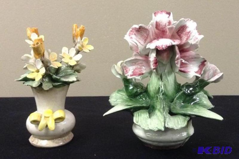 lot 149 image: 2 Capodimonte Flowers