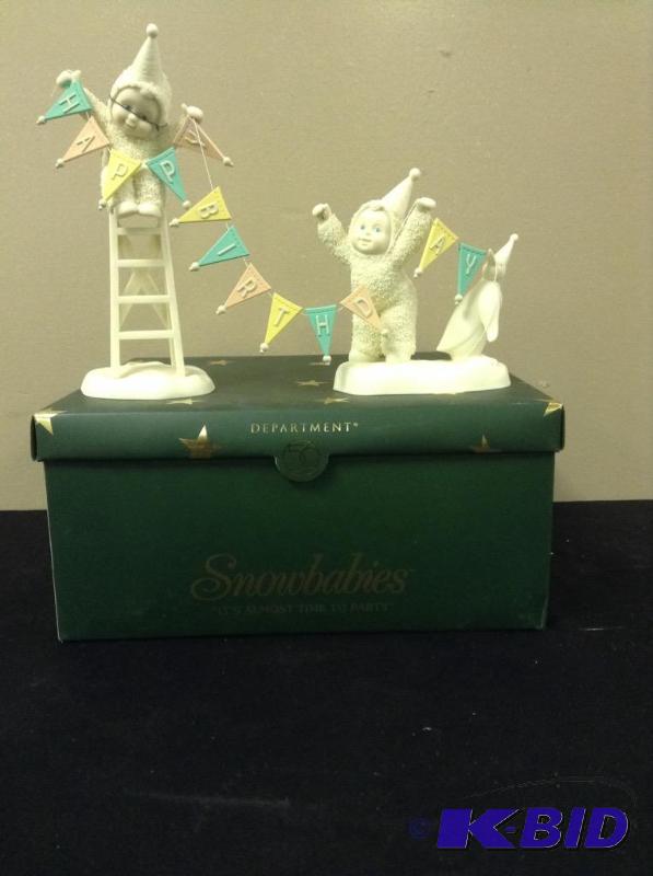 lot 25 image: 2 Snowbabies - Its Almost Time to Party & Flakes Falling From The Tree