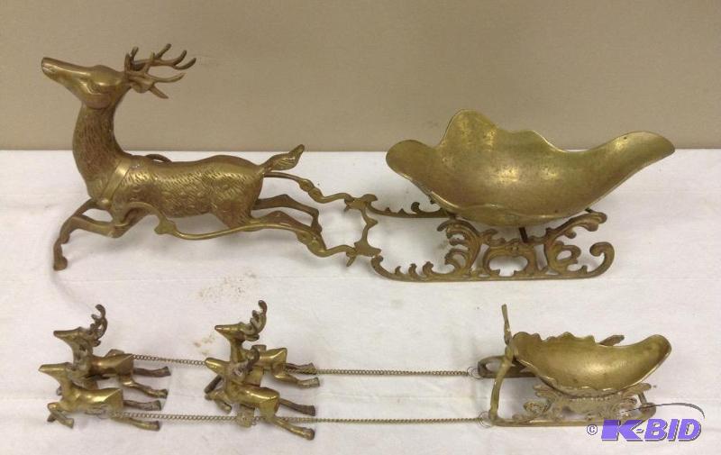lot 33 image: Brass Reindeer & Sleighs