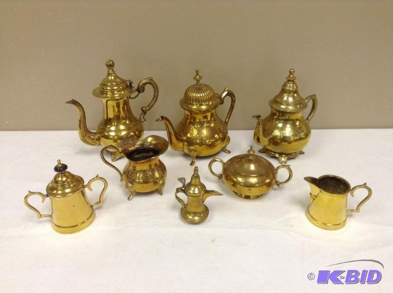 lot 40 image: Collection of Brass Teapots & Sugars