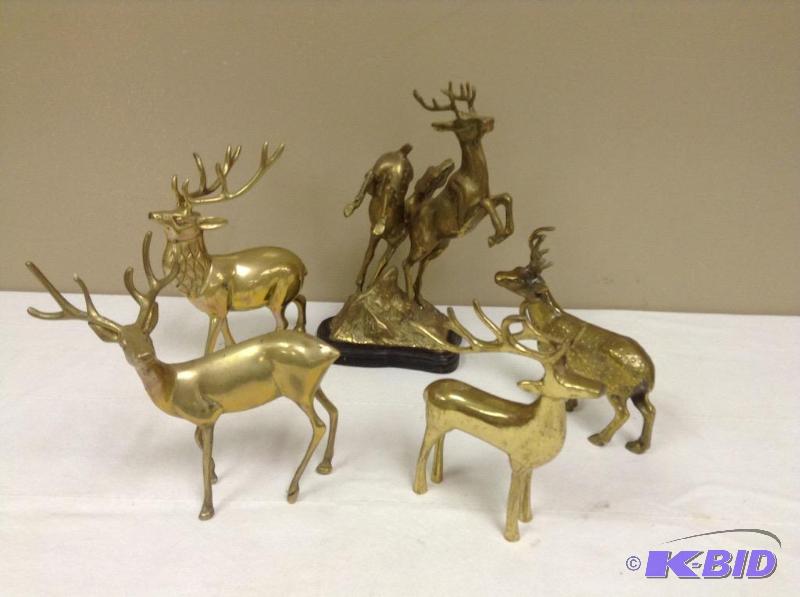 lot 51 image: Grouping of Brass Deer