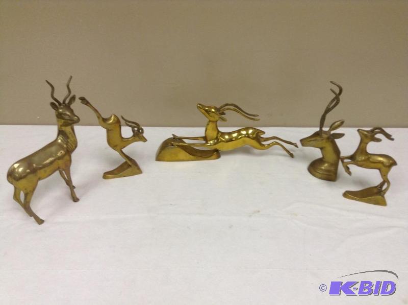 lot 53 image: Lot of Antelope Type Brass Deer