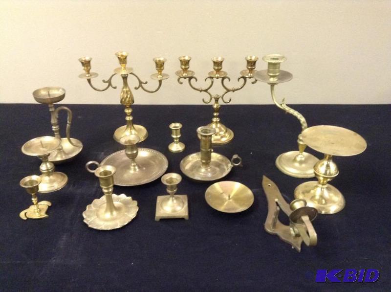 lot 57 image: Lot of Brass Candle Holders