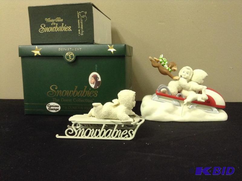 lot 80 image: Curious George & Slip Sliding Away Snowbabies