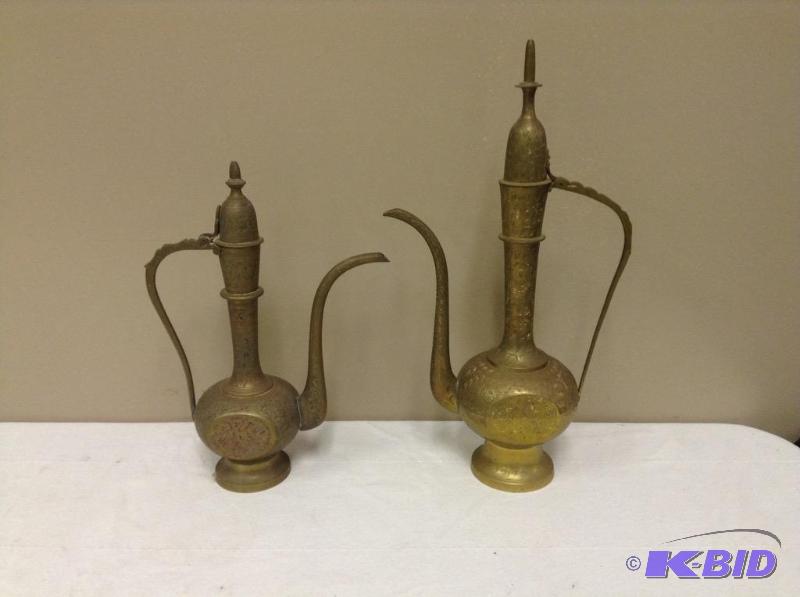 lot 81 image: 2 Brass Teapots
