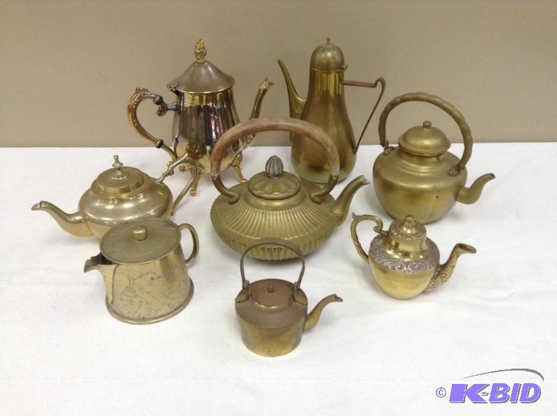 lot 85 image: Assortment of Brass Teapots