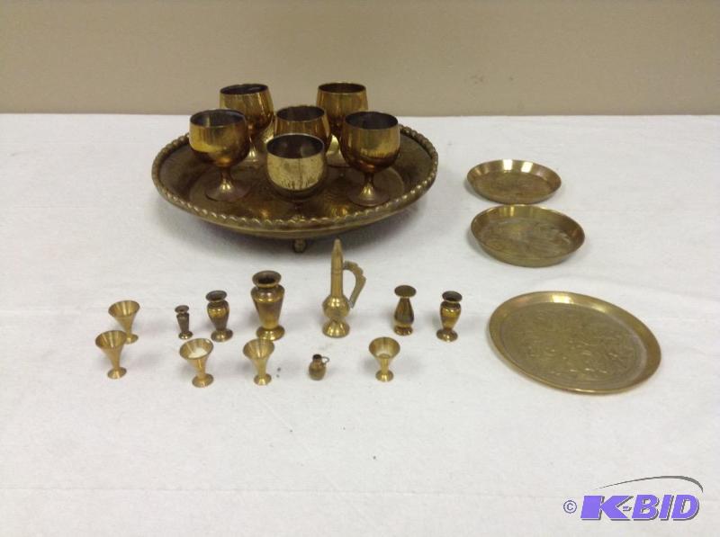 lot 91 image: Brass Trays and Chalices