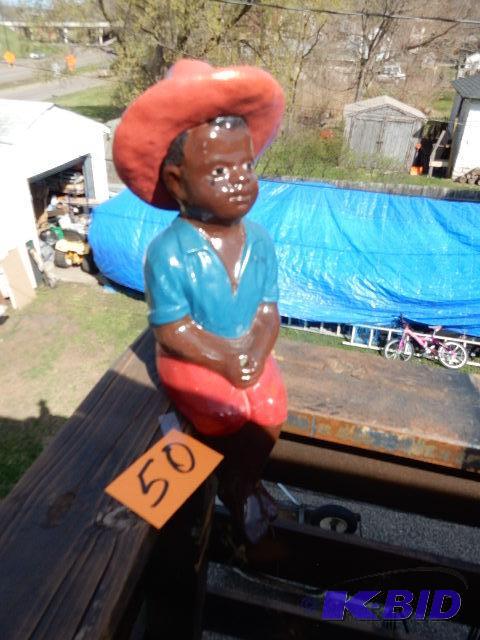 lot 50 image: Black Fishing Boy Statue