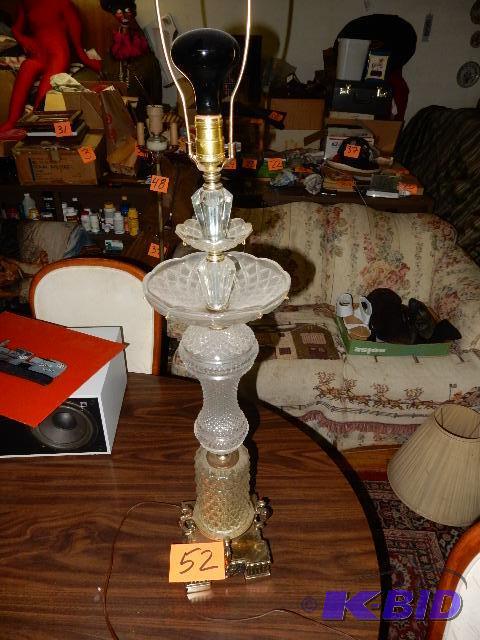 lot 52 image: Crystal and Brass Lamp
