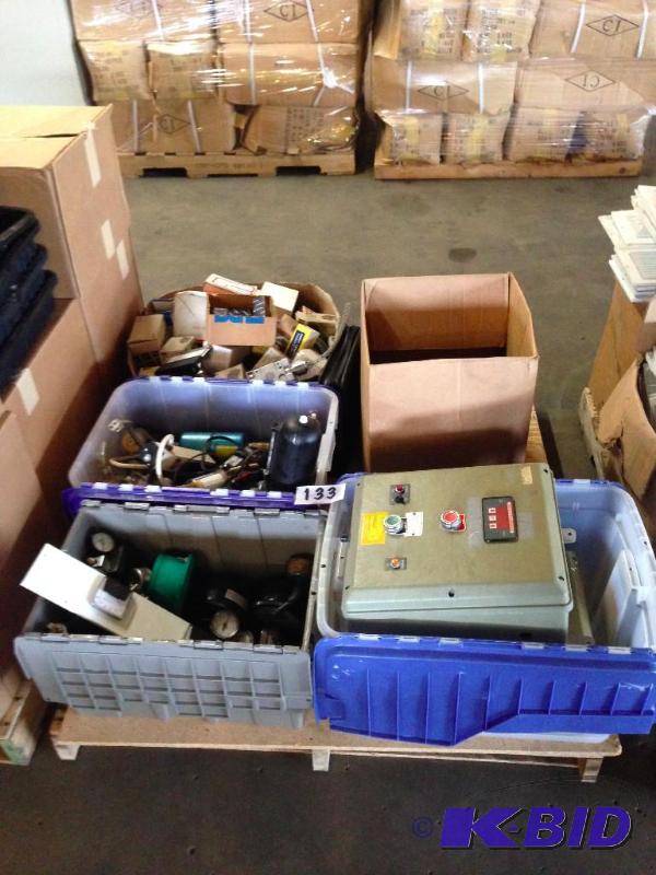 Pallet lot of misc. electrical, pressure gaug...