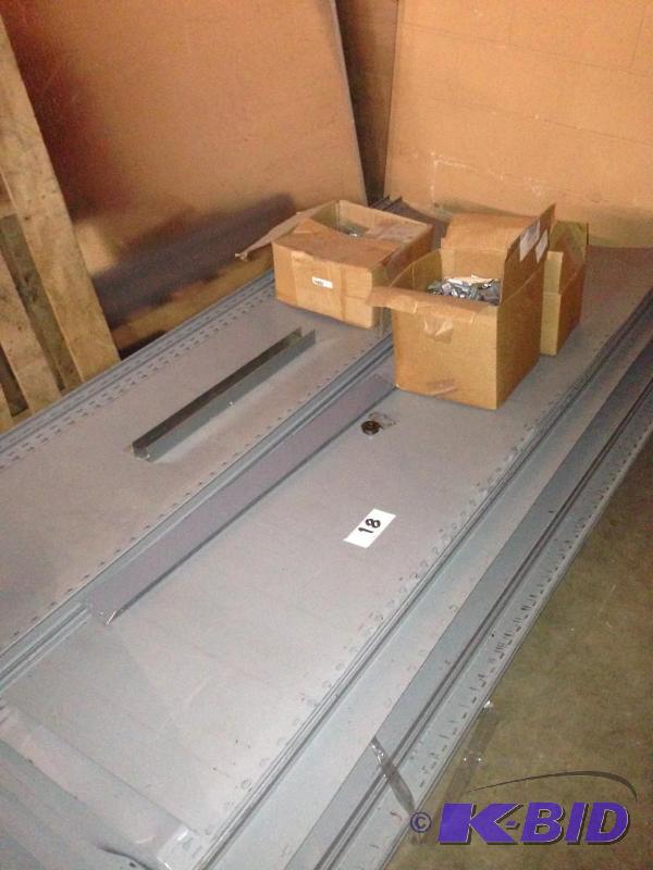 LARGE lot of metal shelving. One skid of ends...