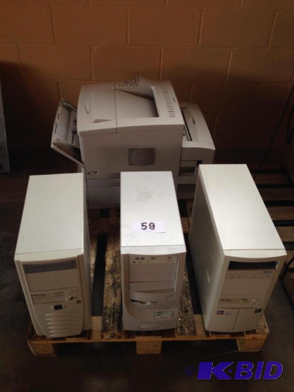 Pallet lot of 3 computer towers and printer....