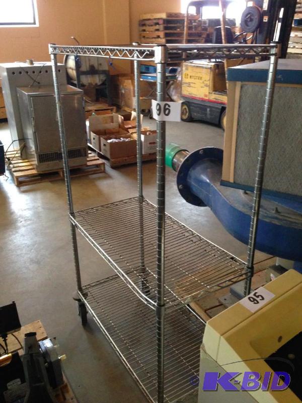 Metro style wire rack on casters....