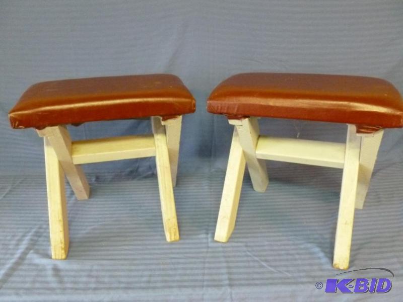 lot 110 image: Lot of two wooden with padded top foot type s...