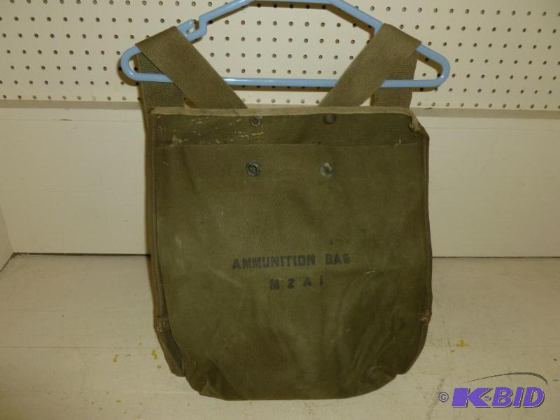 lot 113 image: Vintage M2A1 canvas ammunition bag. ...