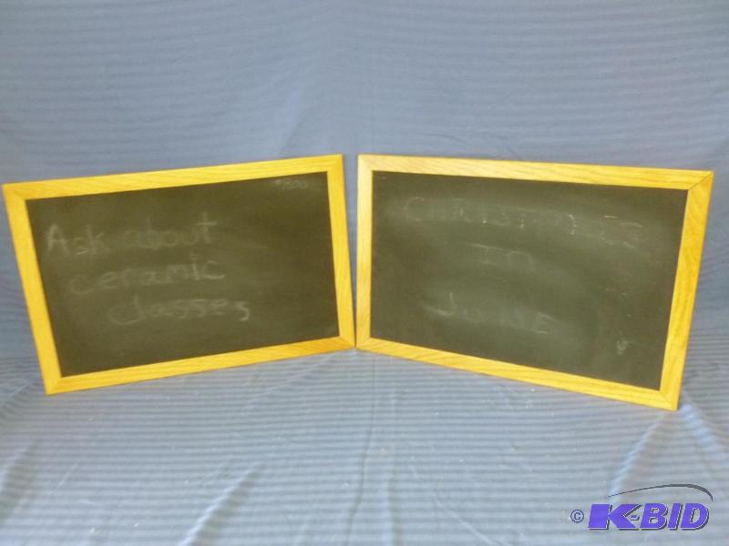 lot 137 image: Lot of two wood framed chalk boards, measures...