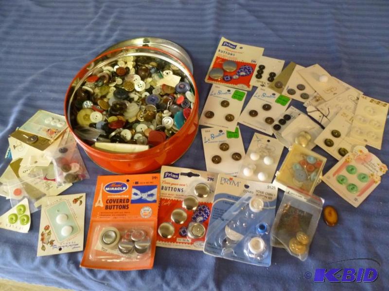 lot 142 image: Large metal container of mixed vintage button...