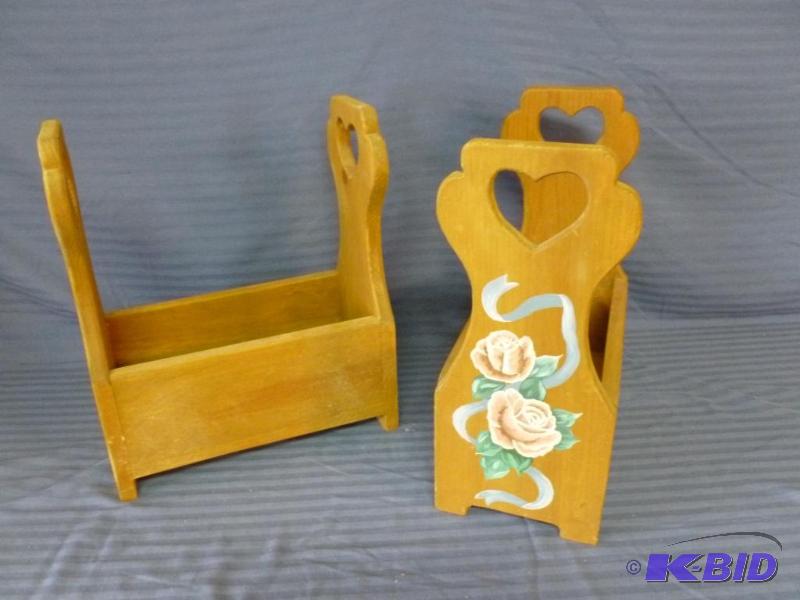 lot 145 image: Lot of two hand crafted wooden magazine type ...