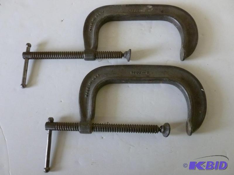 lot 161 image: Lot of two large 6" c-clamps, made in th...