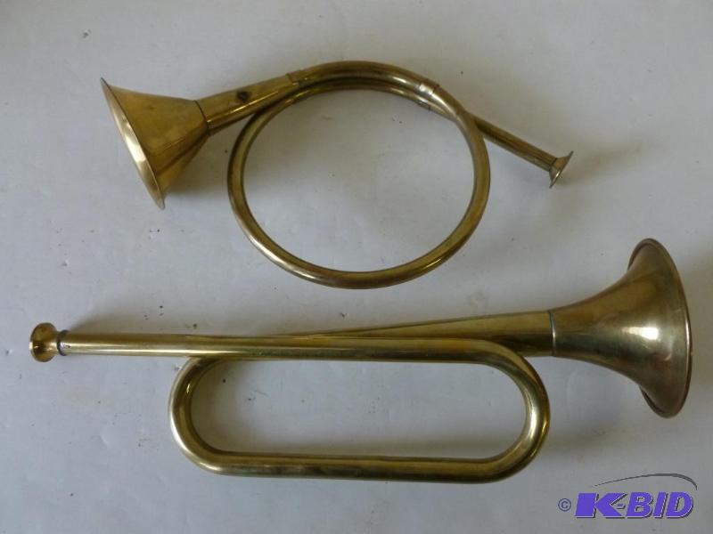 lot 181 image: This lot consists of a vintage bugle and horn...