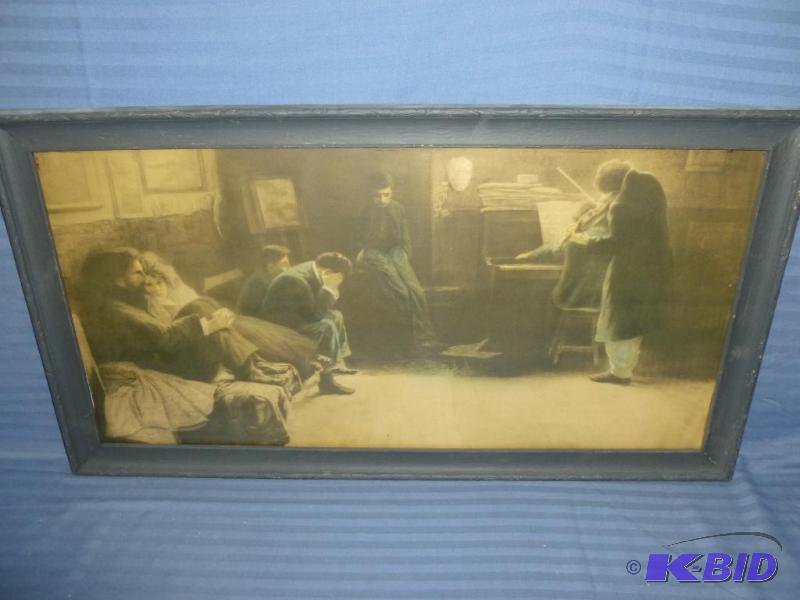 lot 43 image: Vintage wood framed picture, measures 16.5&qu...