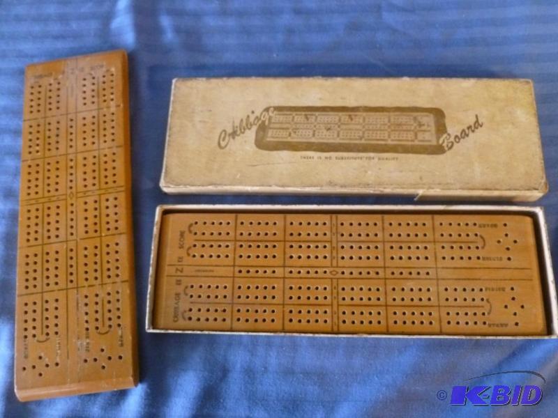 lot 86 image: Lot of two wooden cribbage boards, one of the...