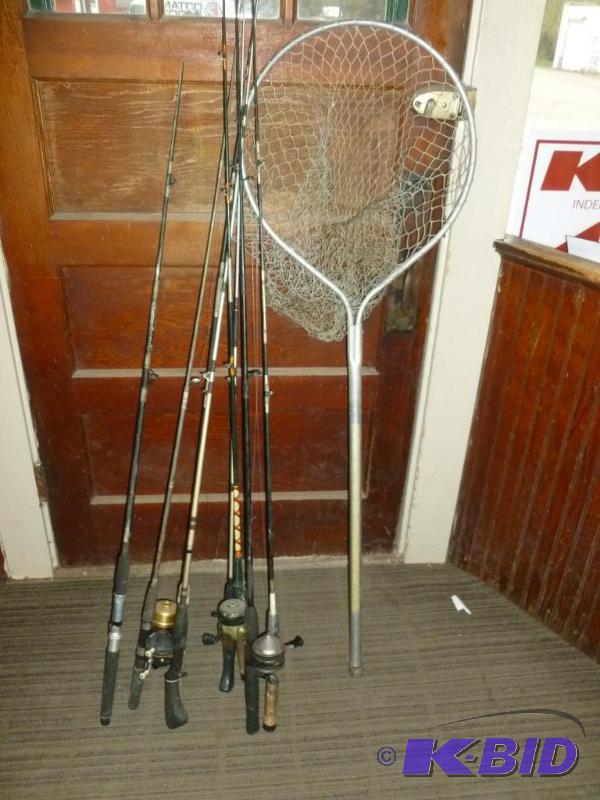 lot 98 image: Lot of several rods and reels and an aluminum...