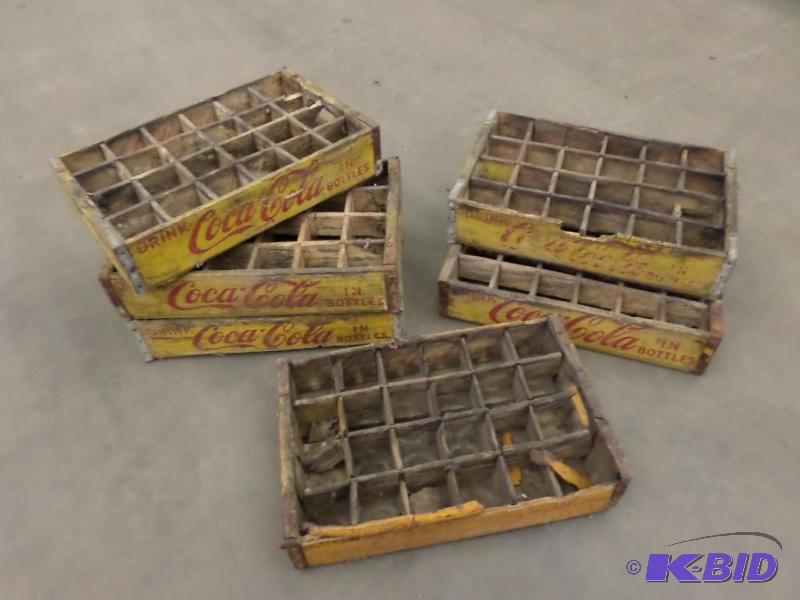 lot 102 image: (6) Antique Wooden Coca-Cola Bottle Trays...