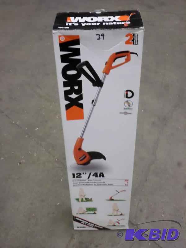lot 39 image: New Worx 12&quot4 Amp Cordless Trimmer Set...