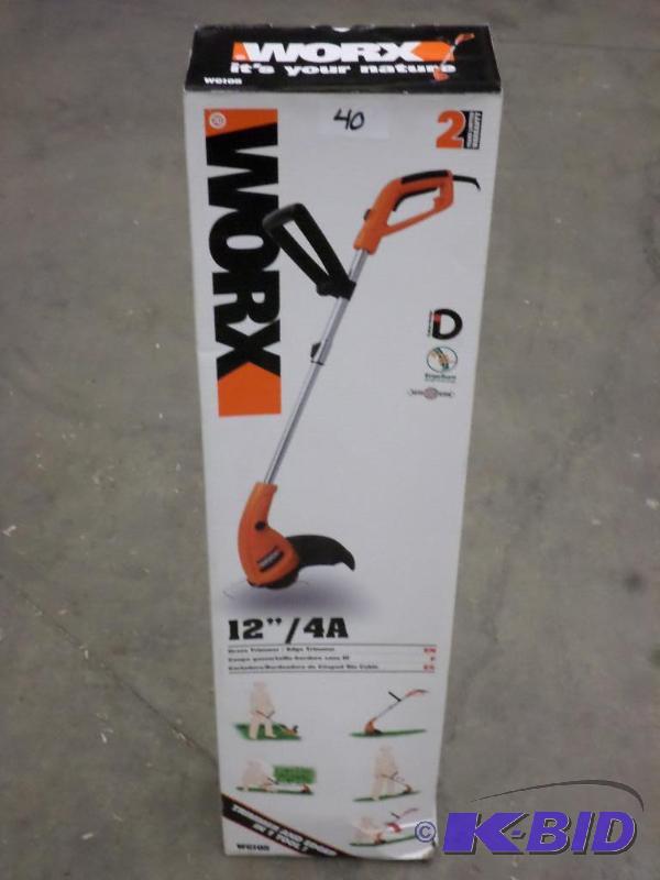 lot 40 image: New Worx 12&quot4 Amp Cordless Trimmer Set...