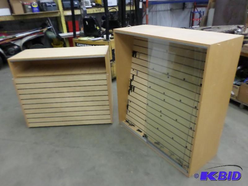 lot 45 image: 2-Piece 120Volt Lighted Wooden Display Cabine...