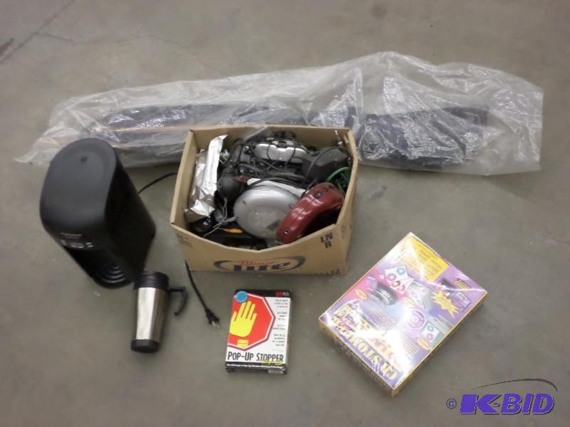 lot 96 image: Lot Of Coffee Maker, Bat Kite, Box Of Misc...